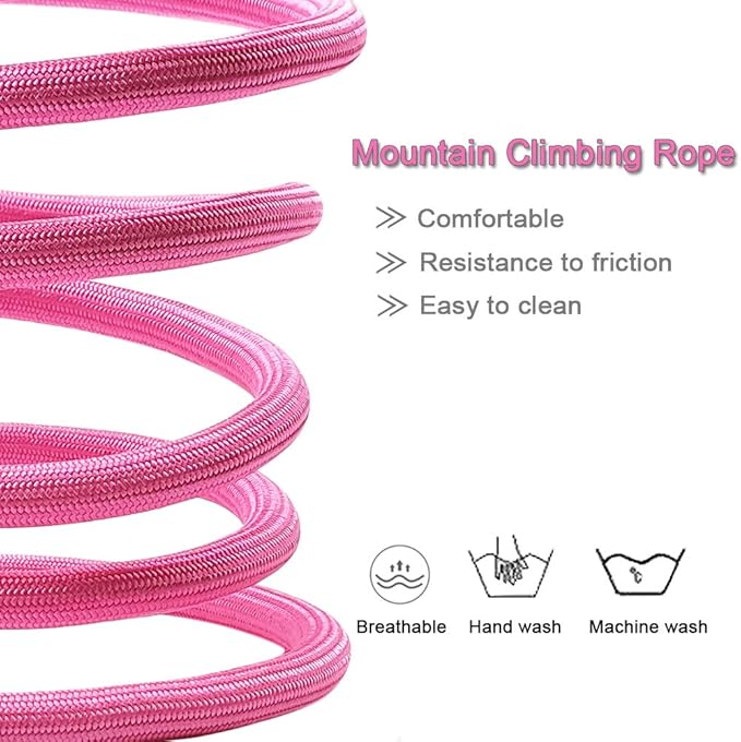 MayPaw 4/6 /8/10 FT Dog Leash, Classic Solid Colors, Strong Nylon Rope Dog Leash Reinforced with Leather Tailor Connection Heavy Duty Silver Clasp (Pink, 8ft*1/2")