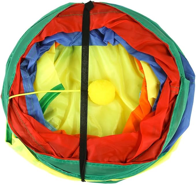 3-Way Collapsible Cat Tunnel Tube Toy Rainbow T— Interactive Play Tunnel with Hanging Ball & Peek Hole for Indoor Cats, Kittens, Puppies & Rabbits | Hours of Fun & Exercise