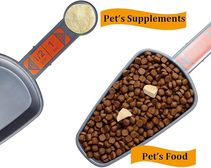 Comtim 4-in-1 Dog Food Scoop Set - 1 Cup, 1/2 Cup, 1/3 Cup, 1/4 Cup Pet Food Measuring Cup for Dog Cat