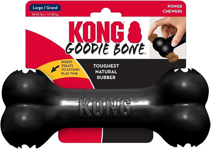 KONG - Extreme Goodie Bone - KONG's Most Durable Natural Rubber Dog Bone for Power Chewers - Black - For Large Dogs