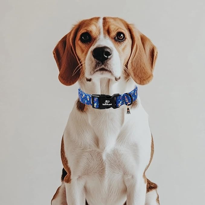 Boy Dog Collar Cute Rocket Space Dog Collars for Large Dogs - Lightweight Adjustable Cute Male Dogs Everyday Collar with Safety Buckle L