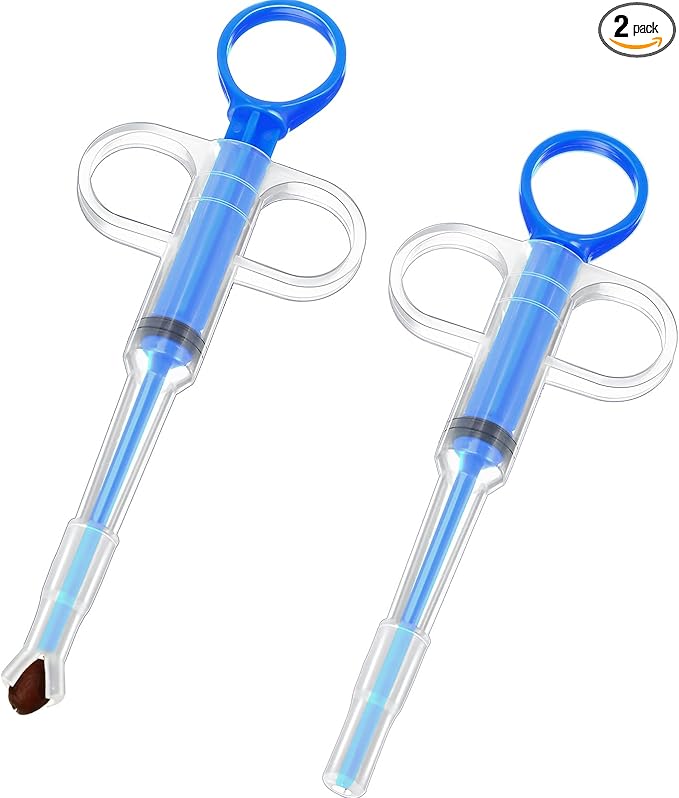 2 Pieces Pet Pill Plunger Popper for Small Cats Dogs Pill Gun Dispenser Shooter Pet Piller Soft Tip Tablet Syringe Pusher Animal Medicine Feeder for Feeding Accessories (Blue)