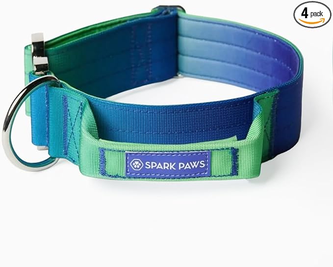 Spark Paws Tactical Dog Collar - Heavy Duty, Premium Quality, Thick and Durable for Large and Medium Dogs - Lime Wave - S - 1.5"