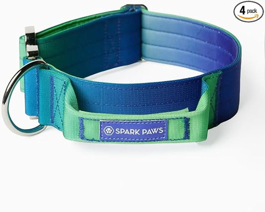 Spark Paws Tactical Dog Collar - Heavy Duty, Premium Quality, Thick and Durable for Large and Medium Dogs - Lime Wave - S - 1.5"