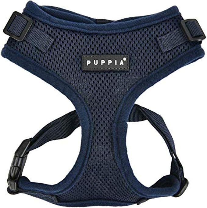 Authentic Puppia RiteFit Harness with Adjustable Neck, Navy, Large