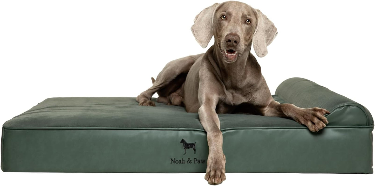 NOAH & PAW XL Dog Bed, 45x35x9.1 Inch, Orthopedic Large Dog Beds, Eggshell Memory Foam Infused with Cooling Gel, Water Resistant, Machine Washable, Includes Inner Cover (Faux Leather)