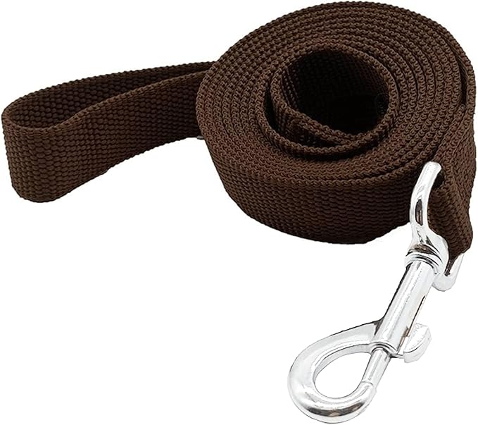 Nylon Dog Training Leash, Traction Rope, 4Ft /5 Foot /6 Feet Long, 5/8 inch 3/4 Inch 1 Inch Wide, for Small and Medium Dogs (Brown, 1'' x 15 FT)