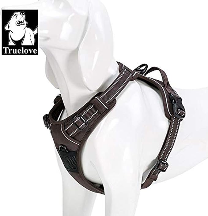 TRUE LOVE Adjustable No-Pull Dog Harness Reflective Pup Vest Harnesses Comfortable Control Brilliant Colors Truelove TLH5651(Brown,XL)