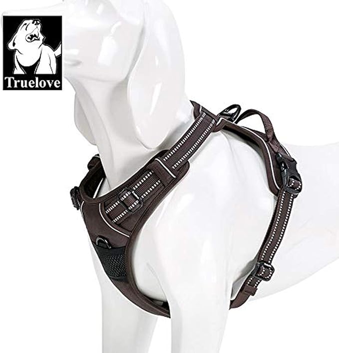 TRUE LOVE Adjustable No-Pull Dog Harness Reflective Pup Vest Harnesses Comfortable Control Brilliant Colors Truelove TLH5651(Brown,L)