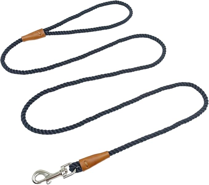 5FT Puppy Leash for Small Dogs, 1/5" Lightweight & Soft Cotton Braided Rope Dog Leash for Cats/Tiny Breed Pets Walking Training, Black