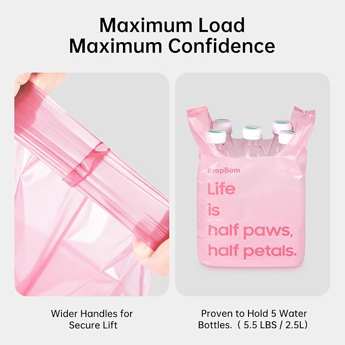 125 Count Cat Poop Bags Cherry Blossom Scented with Handles, Disposable Litter Bags for Pet Poop, Extra-Thick Dog Kitty Waste Bags Easy Tie Leak-Proof Strengthen, Pink