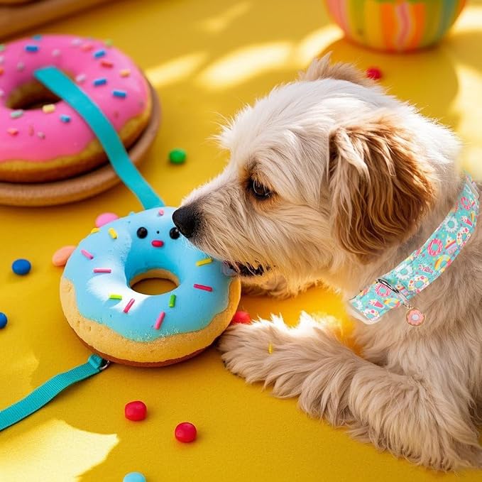 Adjustable Summer Dog Collar, Cute Mint Dessert Dog Collars for Medium Dogs, Lightweight Quick-Release Buckle Collar for Boy&Girl Dogs M