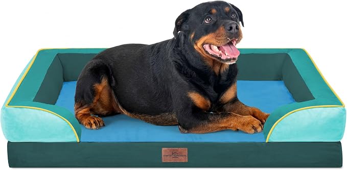 Comfort Expression Orthopedic Dog Bed for Extra Large Dogs 45x35 Inch, Waterproof Egg Crate Foam XL Pet Bed with Bolsters, Dog Couch with Washable Cover & Non-Slip Bottom, Seattle