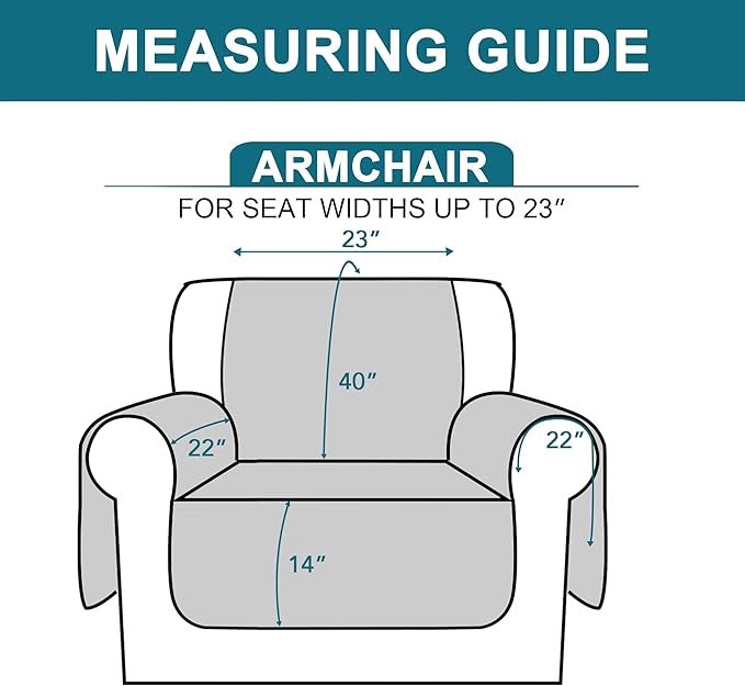 Turquoize 100% Waterproof Sofa Covers Chair Cover Slipcover Couch Protector Triple Non-Slip Sofa Slipcover for 1 Cushion Furniture Protector for Pets, Kids,Dog (Chair 23", Black)