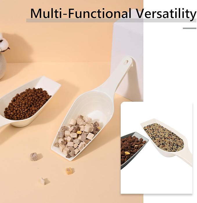 Dog Food Scoop, 2 Cup Capacity Dog Food Scoop With Measuring Lines For Dog, Puppy and Cat Coffee Bean Scoop, Flour Scoop (cream)