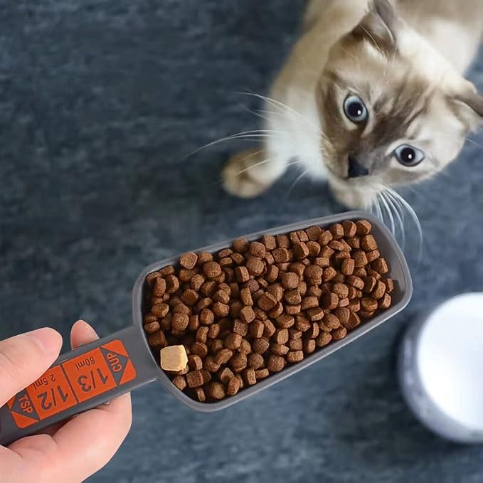 Comtim 4-in-1 Dog Food Scoop Set - 1 Cup, 1/2 Cup, 1/3 Cup, 1/4 Cup Pet Food Measuring Cup for Dog Cat