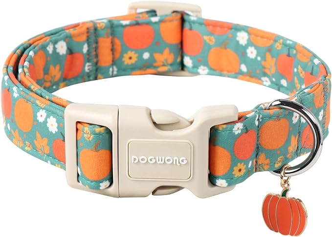 DOGWONG Fall Pumpkin Dog Collar- Cute Fall Holiday Dog Collars Adjustable Halloween Dog Collar for Small Medium Large Dogs XL