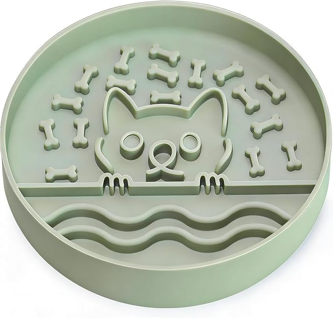Slow Feeder Dog Bowl for Small Medium Dogs & Cats, 7.5 Inch Non Slip Slow Bowl with 37 Suction Cups, Anti-Choking Food Grade Silicone Slow Eating Bowl