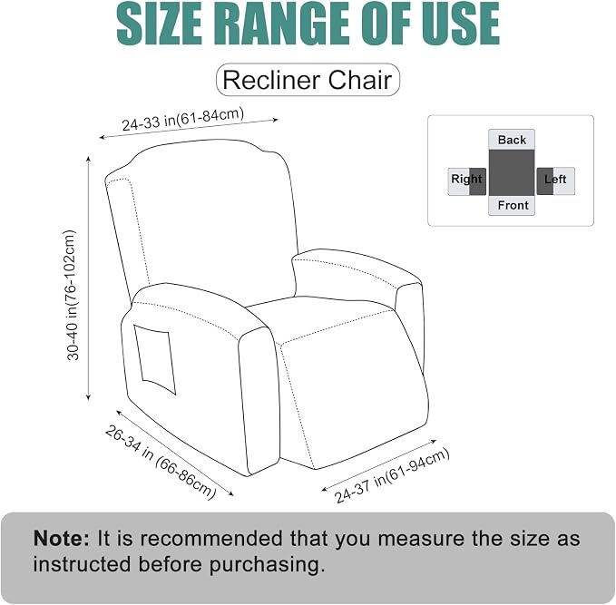 Genina Recliner Chair Cover, Stretch Reclining Chair Covers, Recliner Sofa Slipcovers Stripe Jacquard Lazy Couch Covers Furniture Protector Covers for Pet Kid (Khaki, 1 Seat)