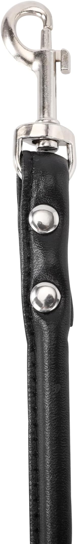 Black Soft Leather Dog Leash for Small,Medium Dog Walking, Comfortable Leather Handle, 4 ft Black