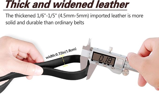 LWBMG Leather Dog Leash 6ft x 1/2 inch Heavy Duty Dog Leash, Strong Sturdy Genuine Leather Braided Dog Leash, Soft and Comfortable Leather Leash for Large, Medium and Small Dogs Training Black
