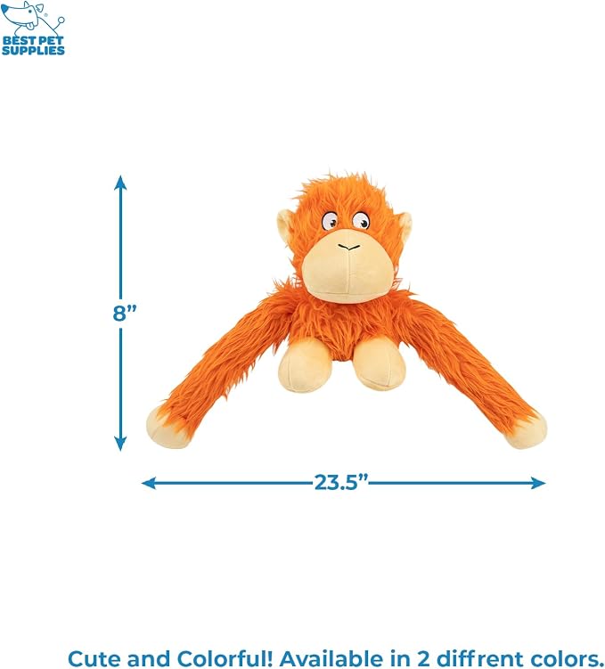 Best Pet Supplies O-Hug-Atan Interactive Squeaky Plush Toy for Small and Medium Breed Puppies or Dogs - O-Hug-Atan (Orange) (Pack of 5)