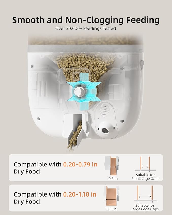 Sandpoy Hanging Rabbit Feeder, Programmable Automatic Pet Feeder with Dry Food Dispenser, Desiccant Bag and Portion Control for Rabbits Cats and Small Animals