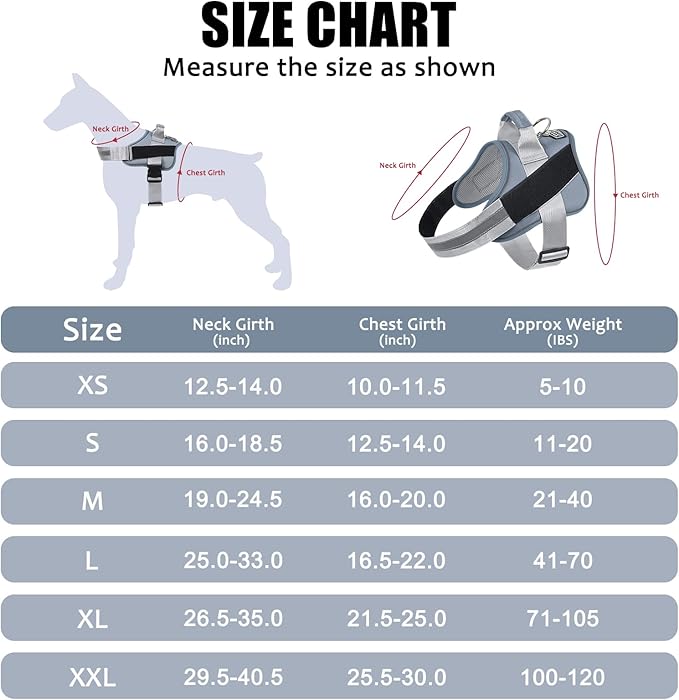 Dog Harness, No-Pull Reflective Dog Vest, Breathable Adjustable Pet Harness with Handle for Outdoor Walking - No More Pulling, Tugging or Choking (Blue, M)