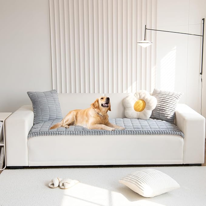 Gumfolk Pet Couch Covers for Sofa Slipcovers Couch Protector for Dogs Washable Cushion Cover, Sofa Pad Blanket Furniture, Grey, 27in*83in
