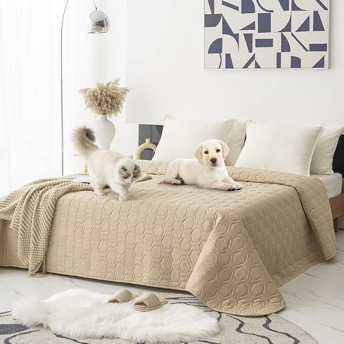 Tcksstex Waterproof and Non-Slip Dog Bed Cover and Pet Blanket Sofa Pet Bed Mat ，car Incontinence Mattress Protectors Furniture Couch Cover for Most Cats Dogs,Pets（30x70-Beige）