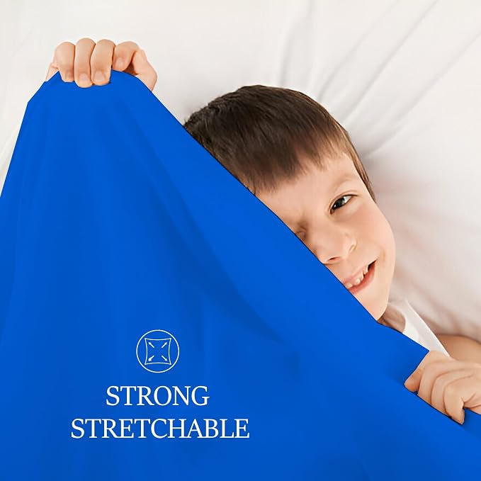 Sensory Bed Sheet for Deep Pressure Therapy – Spandex Bed Sheet – Sensory Compression Blanket for ADHD, Autism – Breathable & Hypoallergenic, Blue, Queen Size