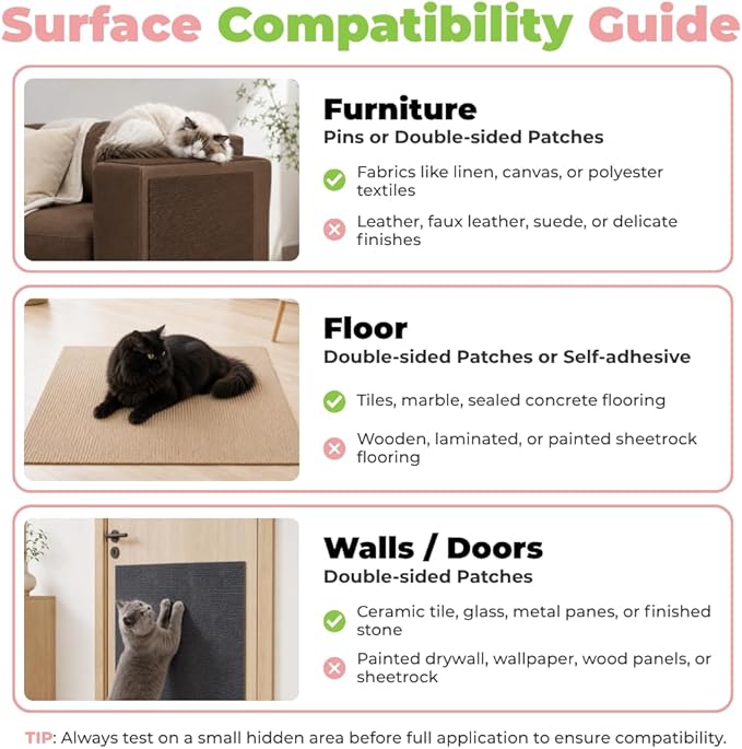 Best Pet Supplies Catify Cat Scratcher, Fun Interactive Scratchers, Posts, Poles, Claw Safe, Furniture Saver Indoor Play Support Natural Cat Behaviors Heavy Duty - Gray Mat - L: 78"