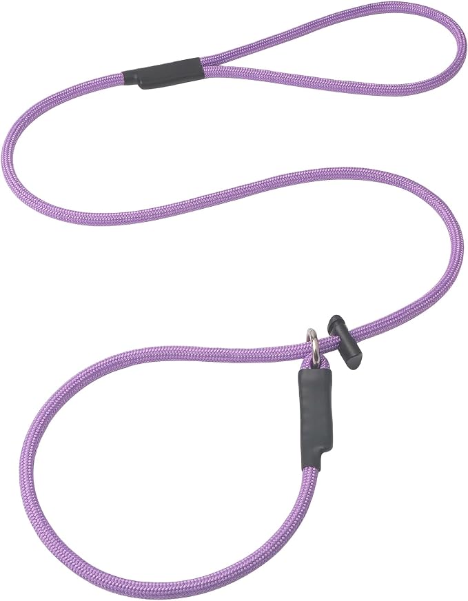 Slip Lead Dog Leash – 5/16 Inch Nylon Rope No Pull Training Leash with Stopper, Slip Rope for Walking & Correction, 4FT/5FT/6FT Control Lead for Medium Large Dogs(Light Purple, 4 FT)