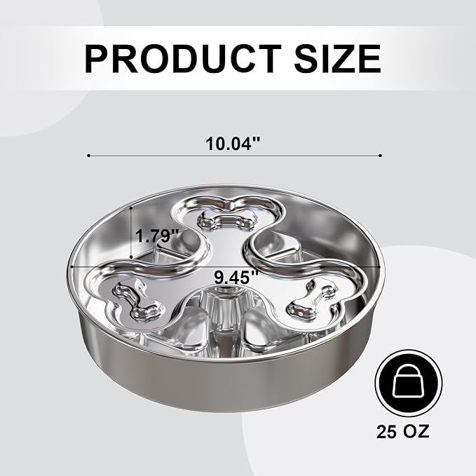 Kactoily 304 Stainless Steel Rotating Slow Feeder Dog Bowl, 2.5 Cups Non-Slip Pet Bowl, Raised Design for Slow Eating & Digestive Health - Perfect for Medium Large Dogs