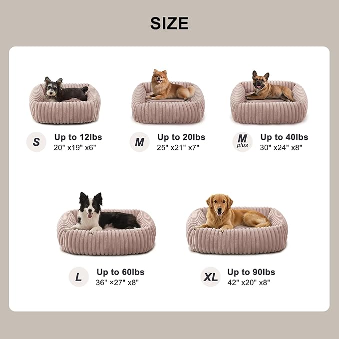 FURTIME Dog Bed for Small Dogs, Washable Orthopedic Dog Bed with Removable Cover, Rectangle Soft Calming Sleeping Puppy Bed Durable Pet Cuddler with Anti-Slip Bottom