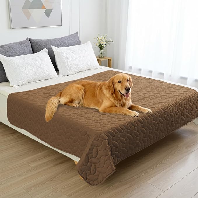 Ameritex Waterproof Pet Bed Cover Anti-Slip Dog Bed Blanket for Sofa and Furniture Waterproof New Pattern Design (Camel, 82x82 Inch (Pack of 1))