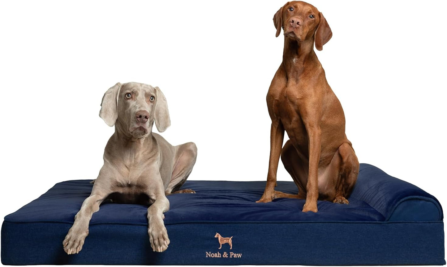 NOAH & PAW Giant Dog Bed XXL 55x45x9.5 Inch, Orthopedic Dog Beds, Eggshell Memory Foam Infused with Cooling Gel, Water Resistant, Machine Washable, Includes Inner Cover (Denim Collection)
