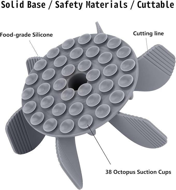 Keegud Slow Feeder Dog Bowls Insert [Octopus Suction Cups] Super Firm Slow Eating Dog Bowl [Cuttable] for Large Breed and Medium Size Dog Compatible with Regular and Elevated Dog Bowls (Spiral)
