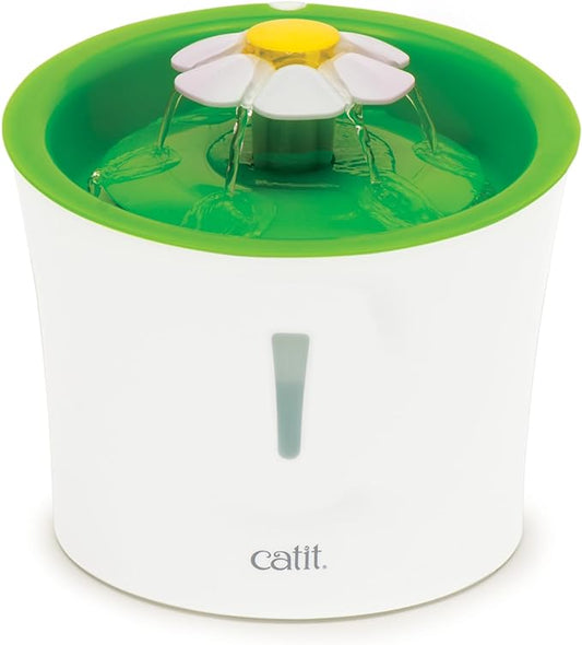 Catit LED Flower Fountain with Triple Action Filter, Cat Drinking Water Fountain, 3 L
