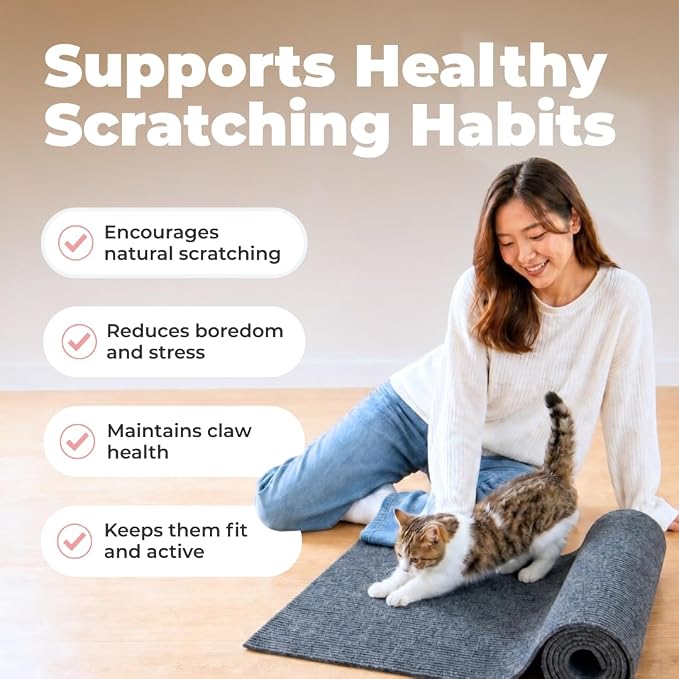 Best Pet Supplies Catify Cat Scratcher, Fun Interactive Scratchers, Posts, Poles, Claw Safe, Furniture Saver Indoor Play Support Natural Cat Behaviors Heavy Duty - Gray Mat - L: 78"