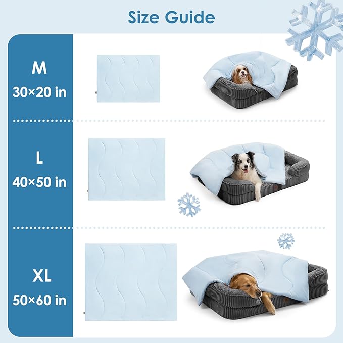 EHEYCIGA Premium Cooling Blankets for Dogs - Q-MAX>0.53, Dog Cooling Blanket Summer, Soft Dog Cooling Mat for Hot Weather, Washable Cat Pet Cooling Blanket, Blue, 40x50