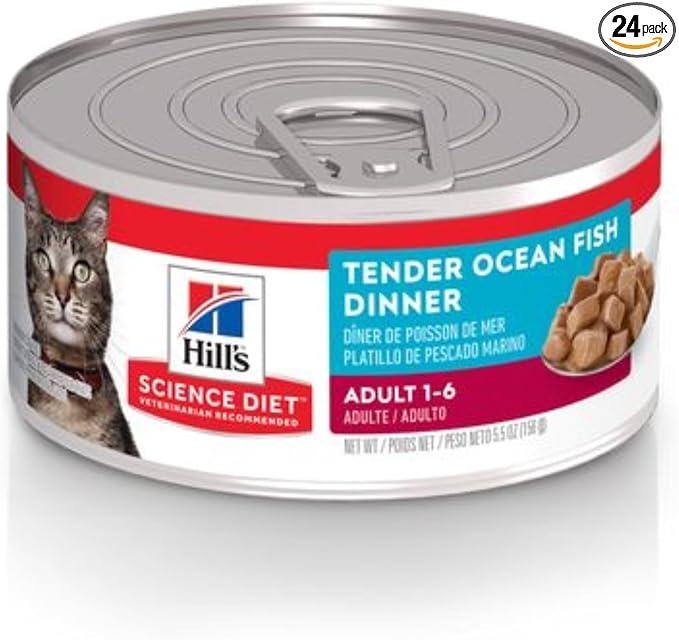 Hill's Science Diet Adult 1-6 Wet Cat Food, Ocean Fish, 5.5 oz. Cans, 24-Pack