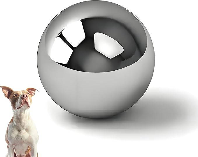 SUS304 Stainless Steel Dog Food Slow Feeder Ball - 2.5in - Slows Fast Eating, Prevents Choking, Bloating & Obesity - Fun Feeding for All Dogs - Durable, Smooth & High Adaptability (Small 2.5Inch)
