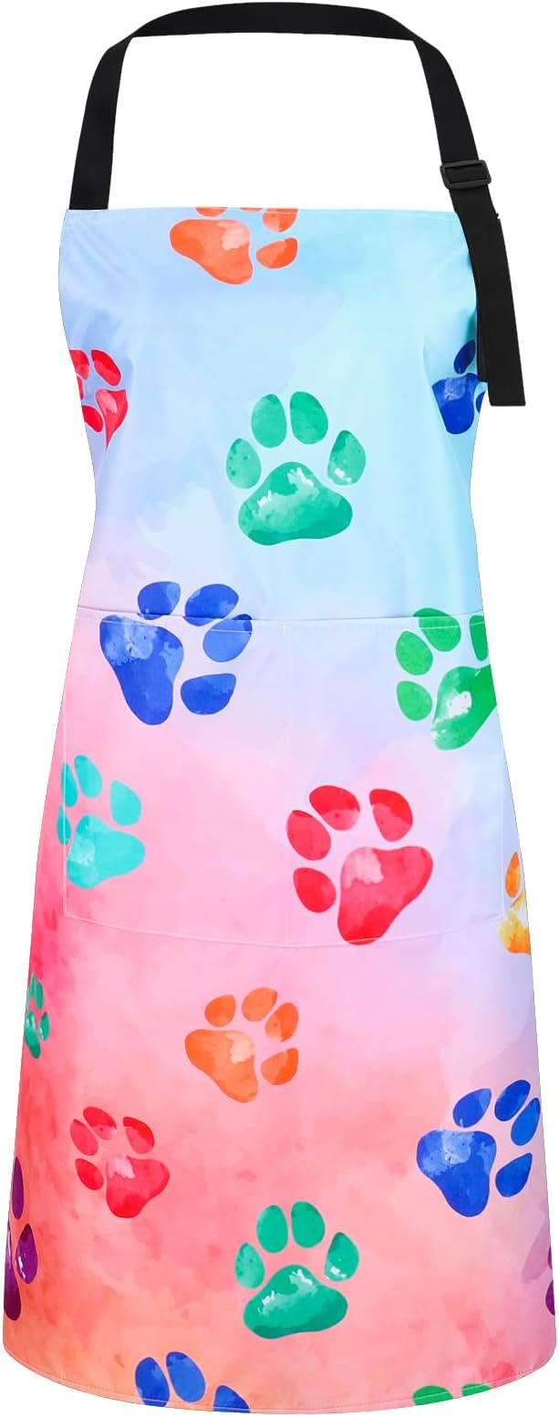 Dog Grooming Waterproof Apron with 2 Pockets, Cute Animals Puppy Dog Pets Apron
