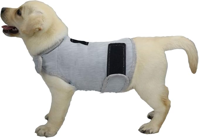 Comfort Dog Anxiety Relief Coat, Dog Anxiety Calming Vest Wrap for Thunderstorm,Travel,4th of July Fireworks,Vet Visits,Separation Anxiety Relief for Dogs (S, Light Gray)
