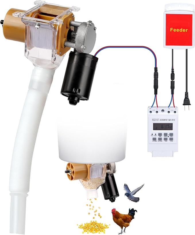 Automatic Chicken Feeder Timer and Duck Feeder, 16 Groups Timed Poultry Feeder Great for Chickens, Ducks, Geese, Pigeons, Fish, Dogs, Fish, Cats