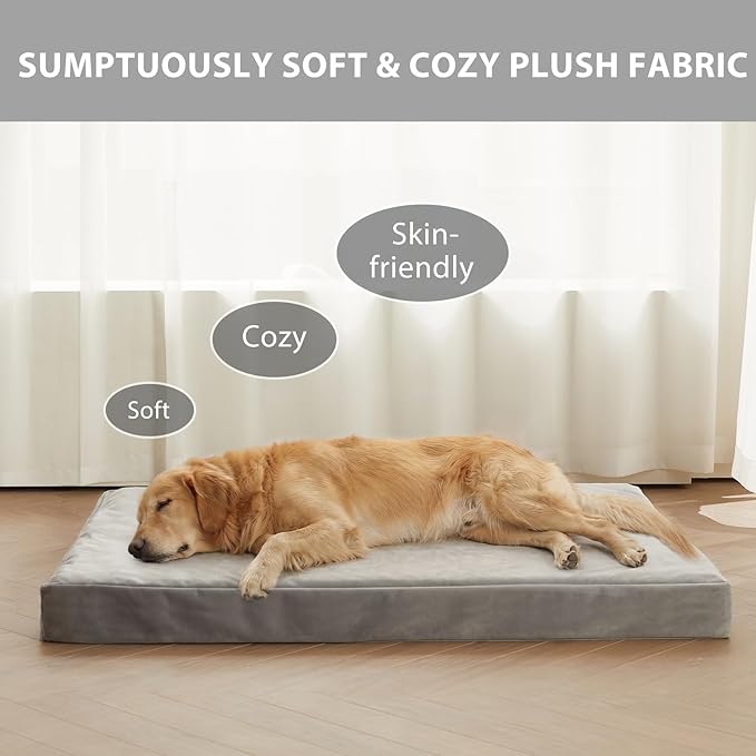 LEXTRO 3" Indestructible Chew-Proof Dog Bed for Heavy Chewers, Chew-Resistant & Durable Dog Beds for Teething Puppies & Energetic Dogs, Bite-Resistant and Undestroyable Dog Beds, 36x27x3, Grey