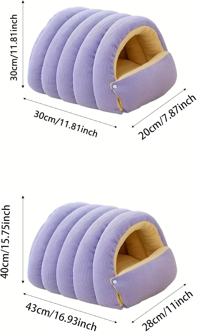 Cozy Monster Cat Bed, Warm Winter Cat Cave with Removable Cushion, Calming Anti-Anxiety Sherpa Fleece Pet Bed for Indoor Cats & Small Dogs, Washable 360° Nesting Design (C - Grey, Large)