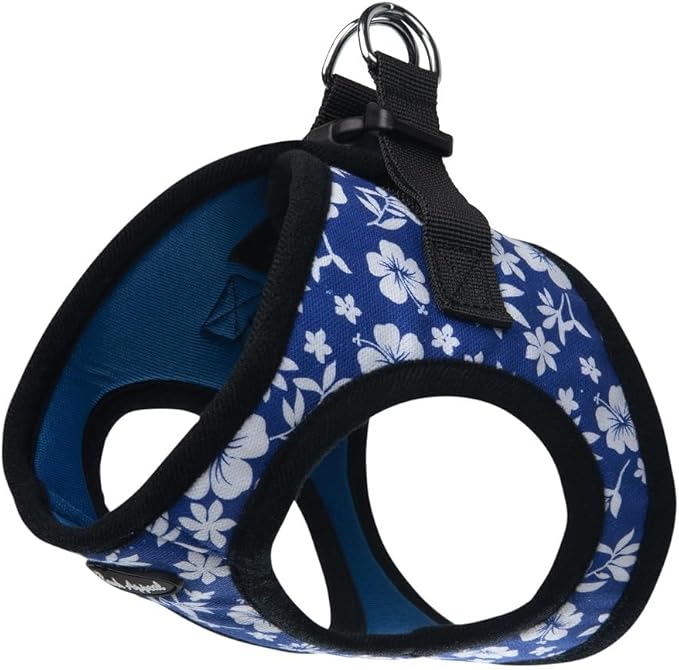 Bark Appeal Blue Hibiscus Step-in Dog Harness for Medium to Large Sized Pets – Updated Sizing, Re-Measuring is Essential – Soft Vest Harness – Anti-Choke with Adjustable Strap & Heavy Duty Clip – L