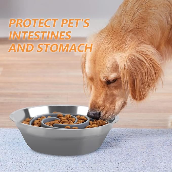 Slow Feeder Dog Bowls Insert, Animire Soft Silicone Slow Eating Food Bowl for Small, Medium and Large Dogs